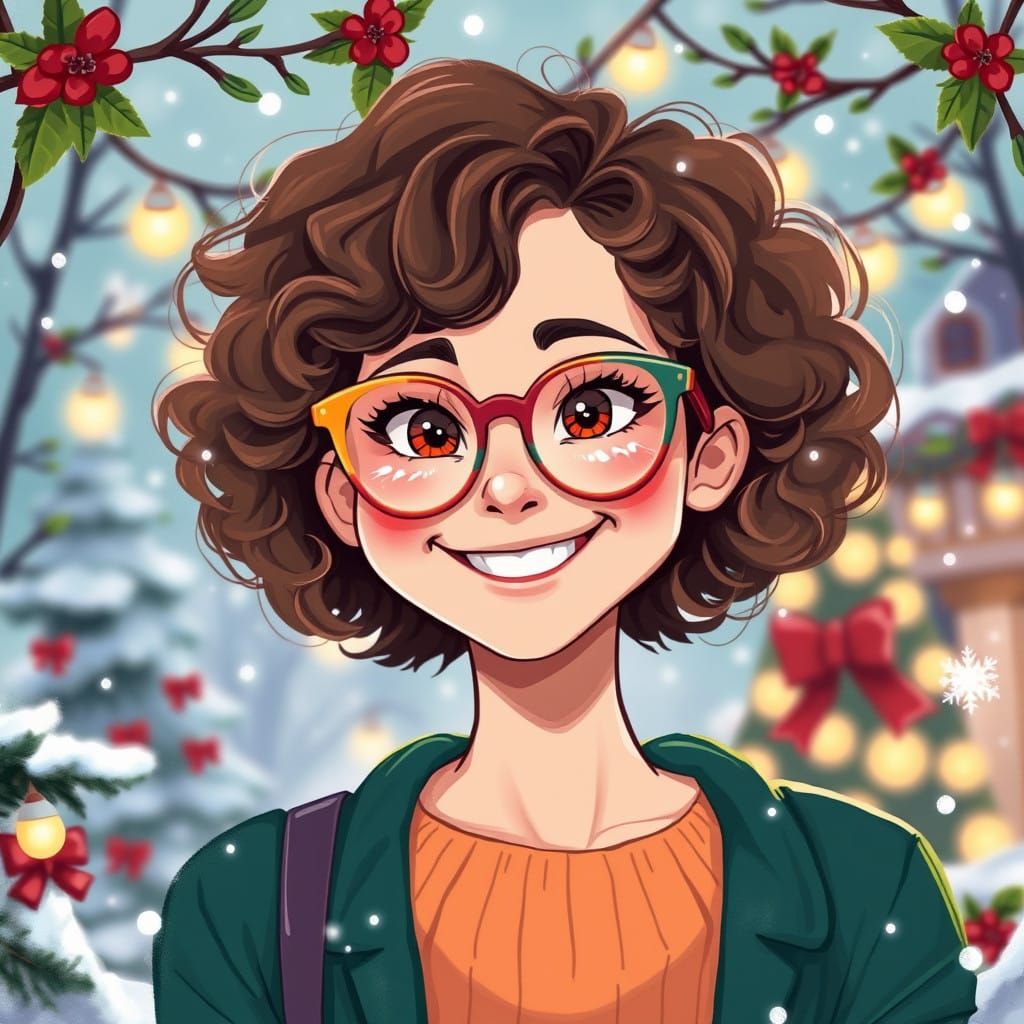 Whimsical Winter Wonder Girl in Playful Brushstrokes