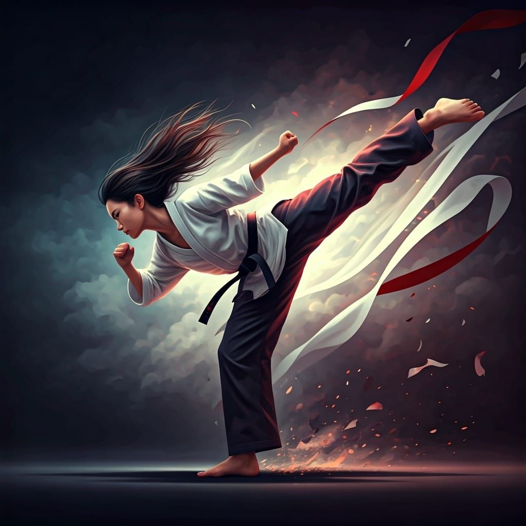 Dynamic Martial Artist in Motion