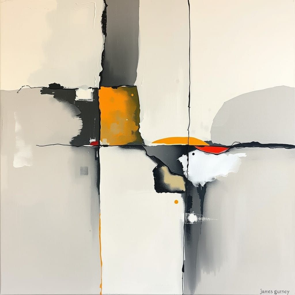 Vibrant Modern Expressionism with Neon Accents and Geometric...