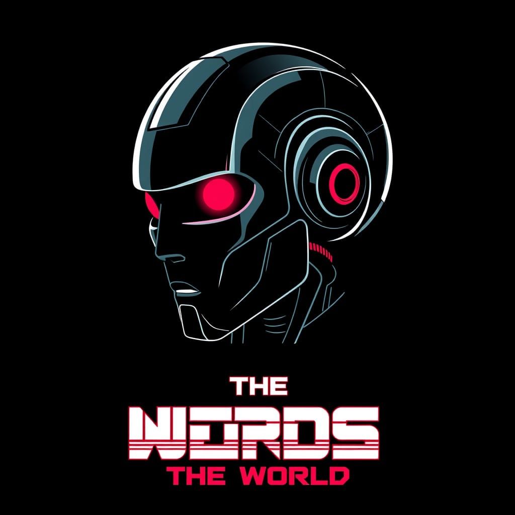 Sleek Robot Head Illuminates Retro-Futuristic Cyberpunk Logo