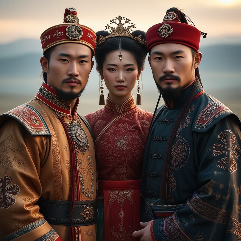 Historical Figures in Elegant Attire - A Bond of Unity