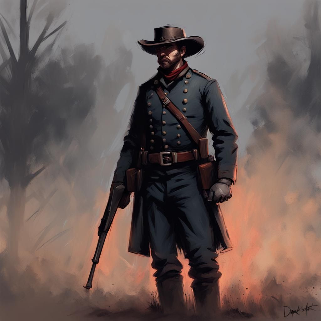 Civil War Soldier: Dark Art Concept Painting