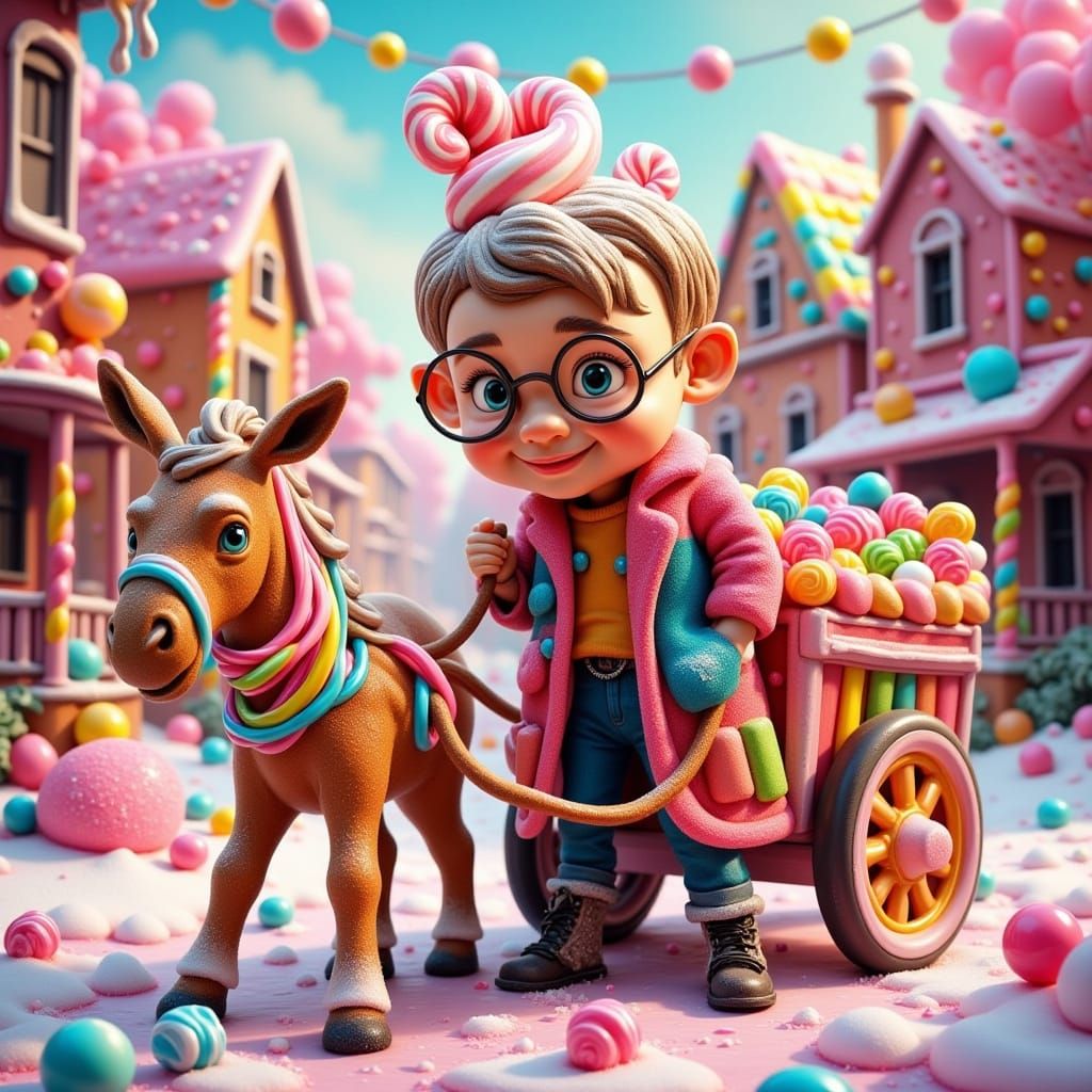 Whimsical Candy Cart Driver in Sugarvale Village