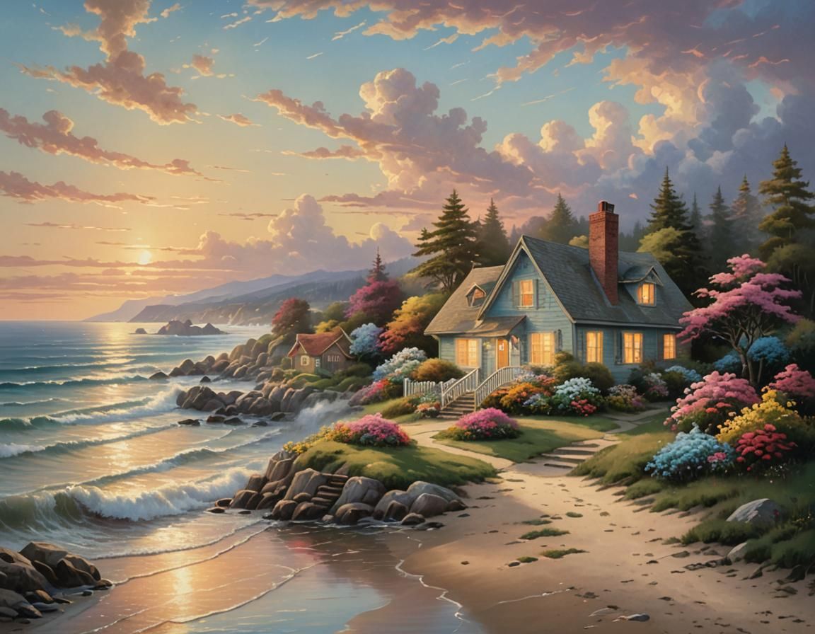 Idyllic Beach Cottage in Romanticism Style