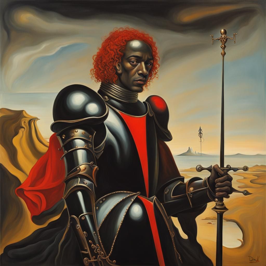 Surreal Knight in Melting Oil, Dali Style
