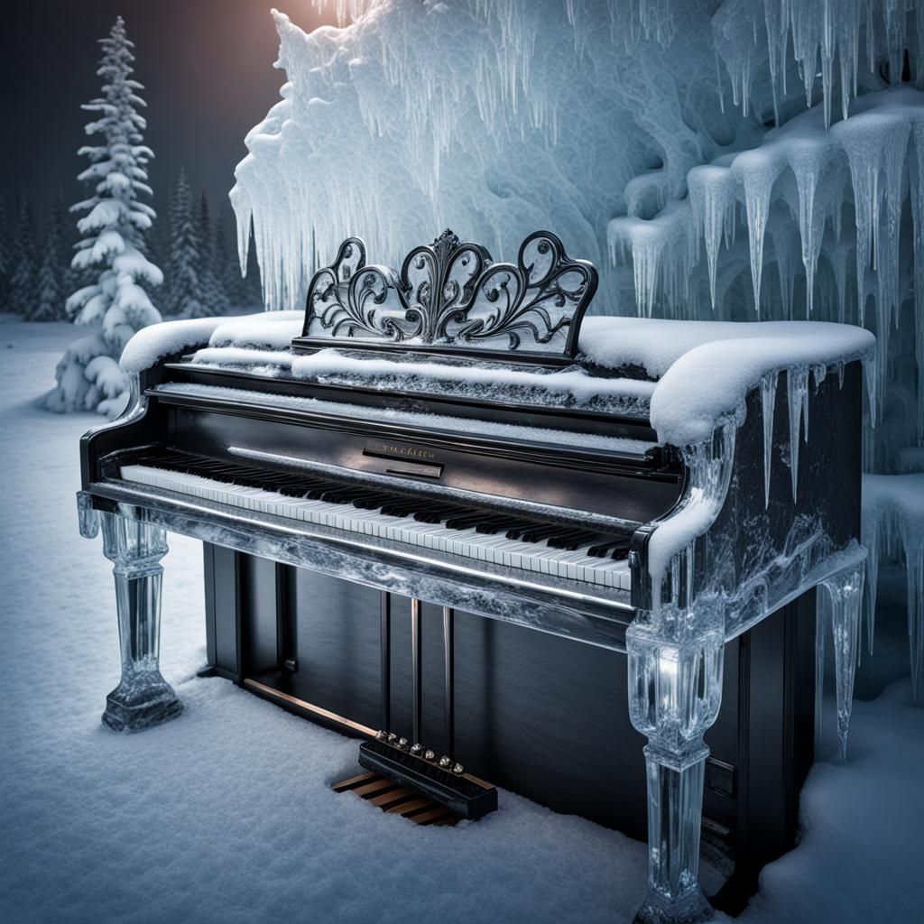 Hyperrealistic Ice Piano in High Definition