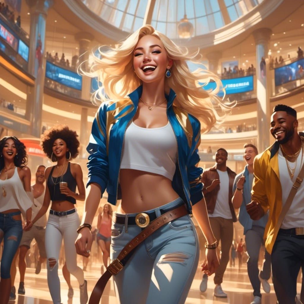 Julie leads a hip-hop flash mob at a Vegas shopping mall