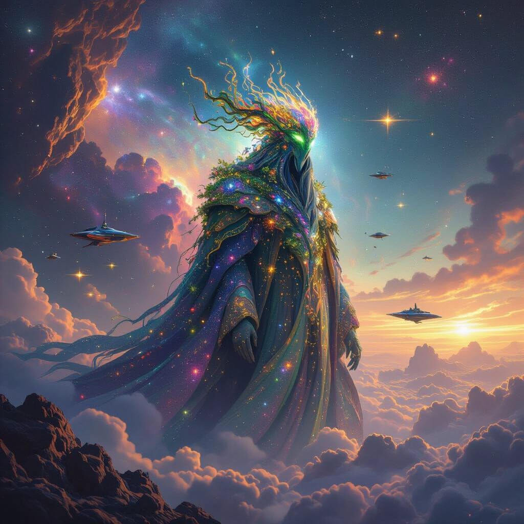 Ancient Merlin with Ecosystem in Nebula Void