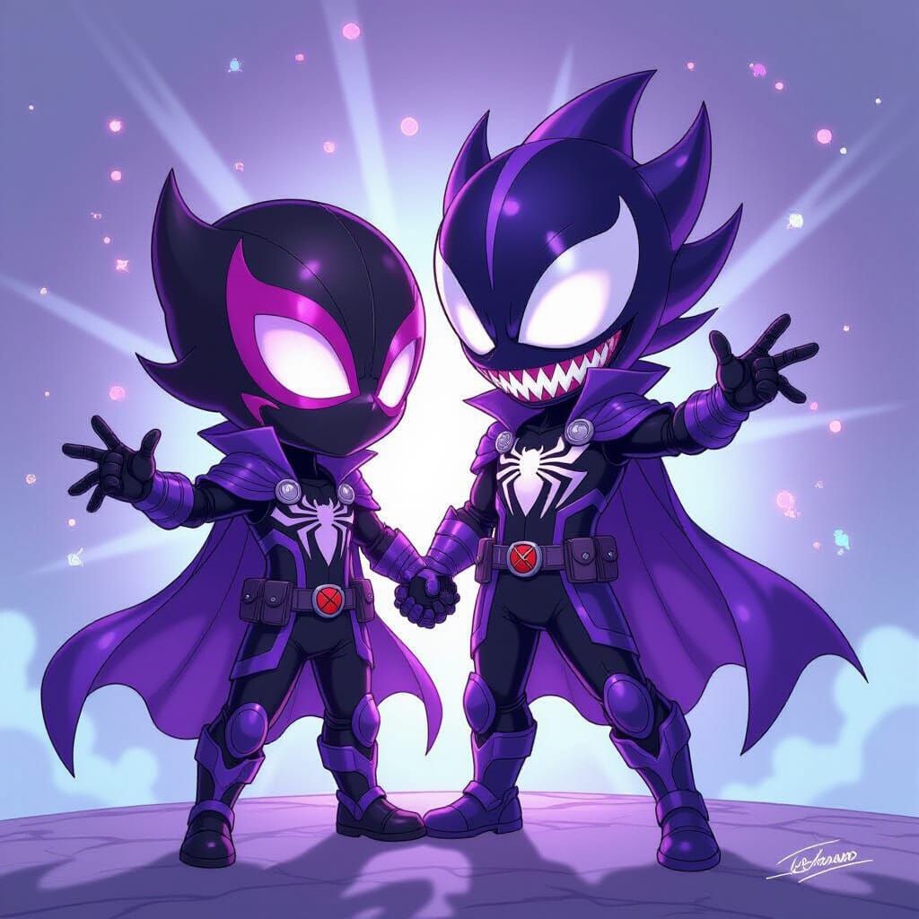 Chibi Spiderman Megaman Fusion in Cosmic Guardian Attire