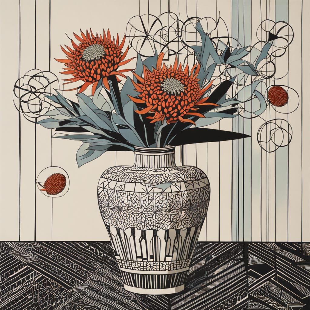 Modernist still life with Australian flowers