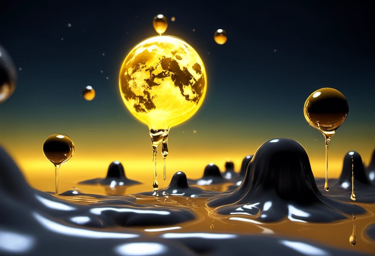 Melting Honey Moon Orbiting Earth