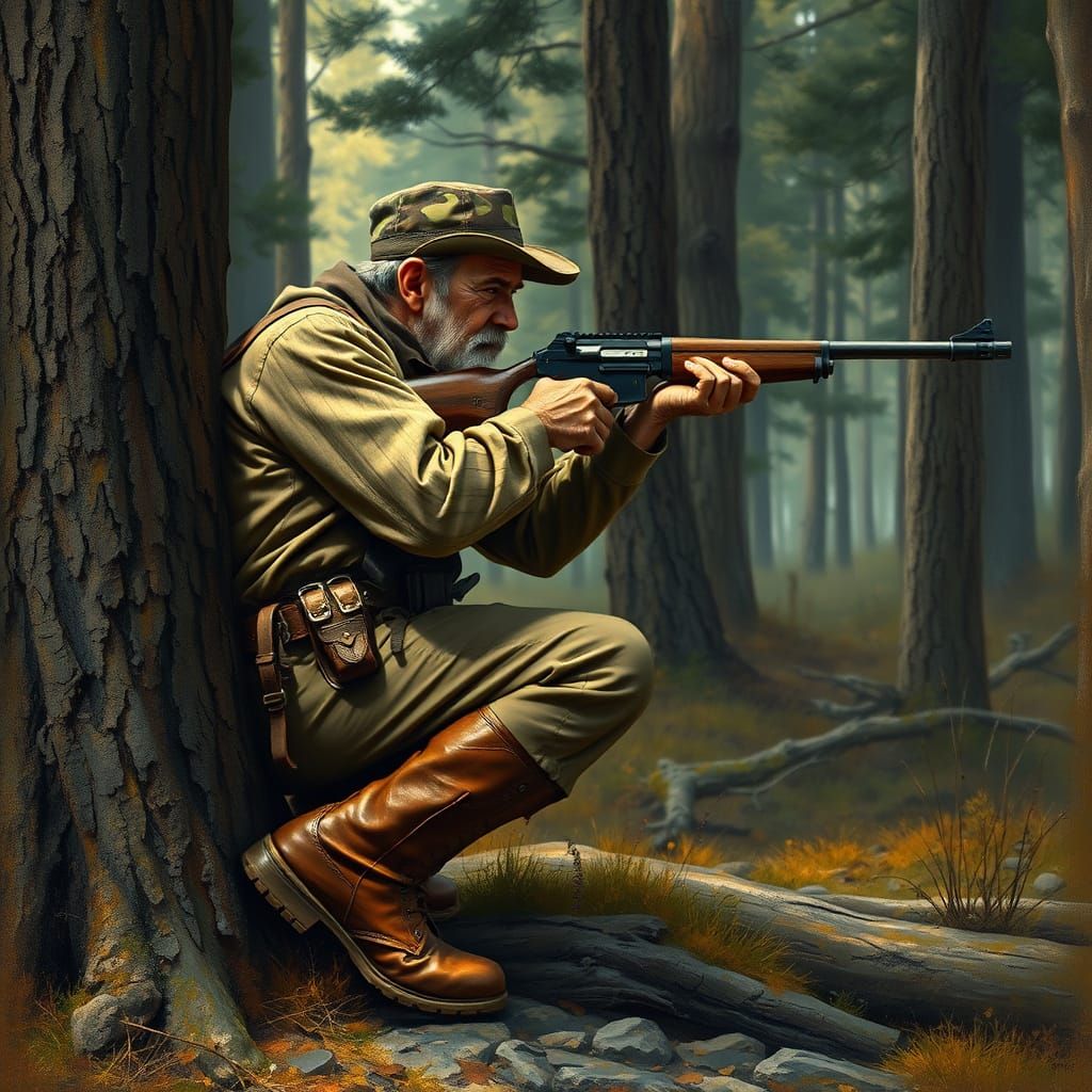 Rugged Outdoorsman in Earthy Camouflage