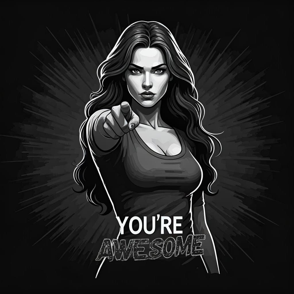 Powerful Woman Illustration with Motivational Message