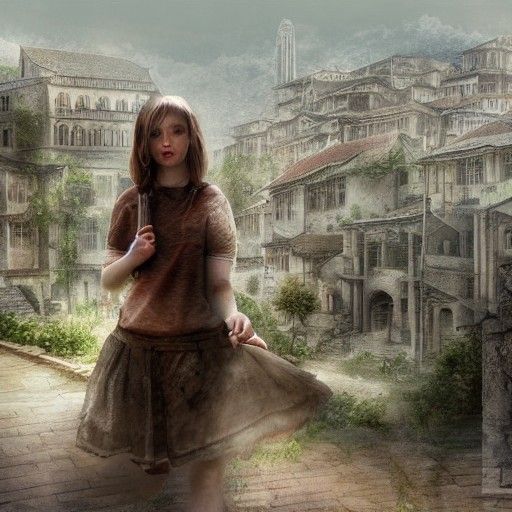 Girl Lost in Time: Detailed Matte Painting