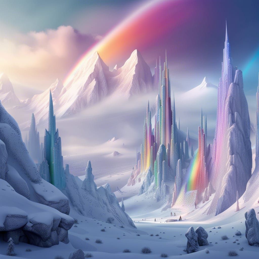 Rainbow Snowland: Detailed Matte Painting