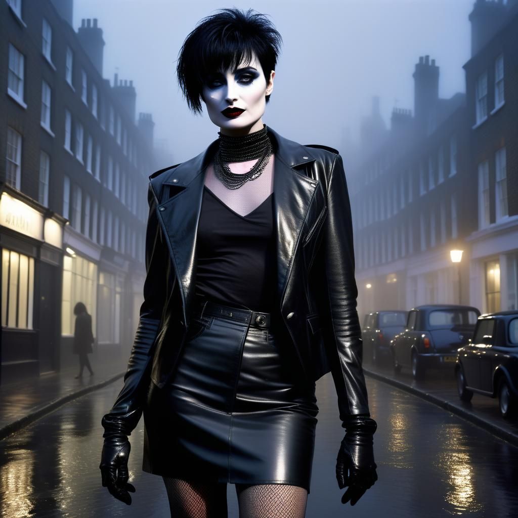 Siouxsie Sioux Style on Foggy London Street
