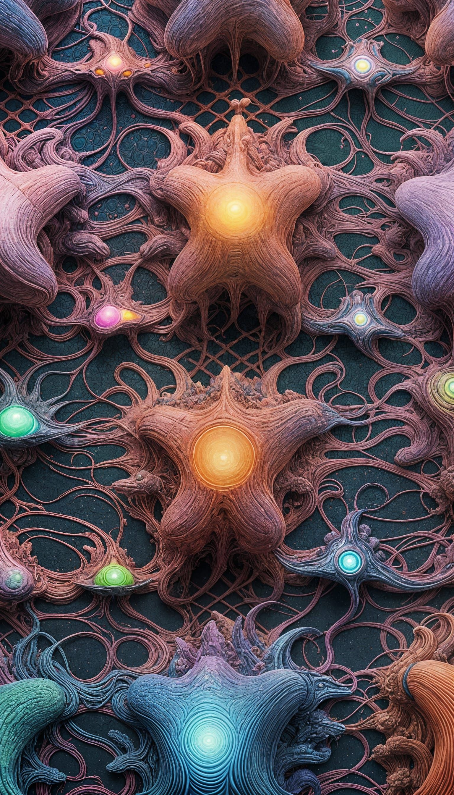 Alien Silicon Life Forms in Pastel and Maximalist Styles