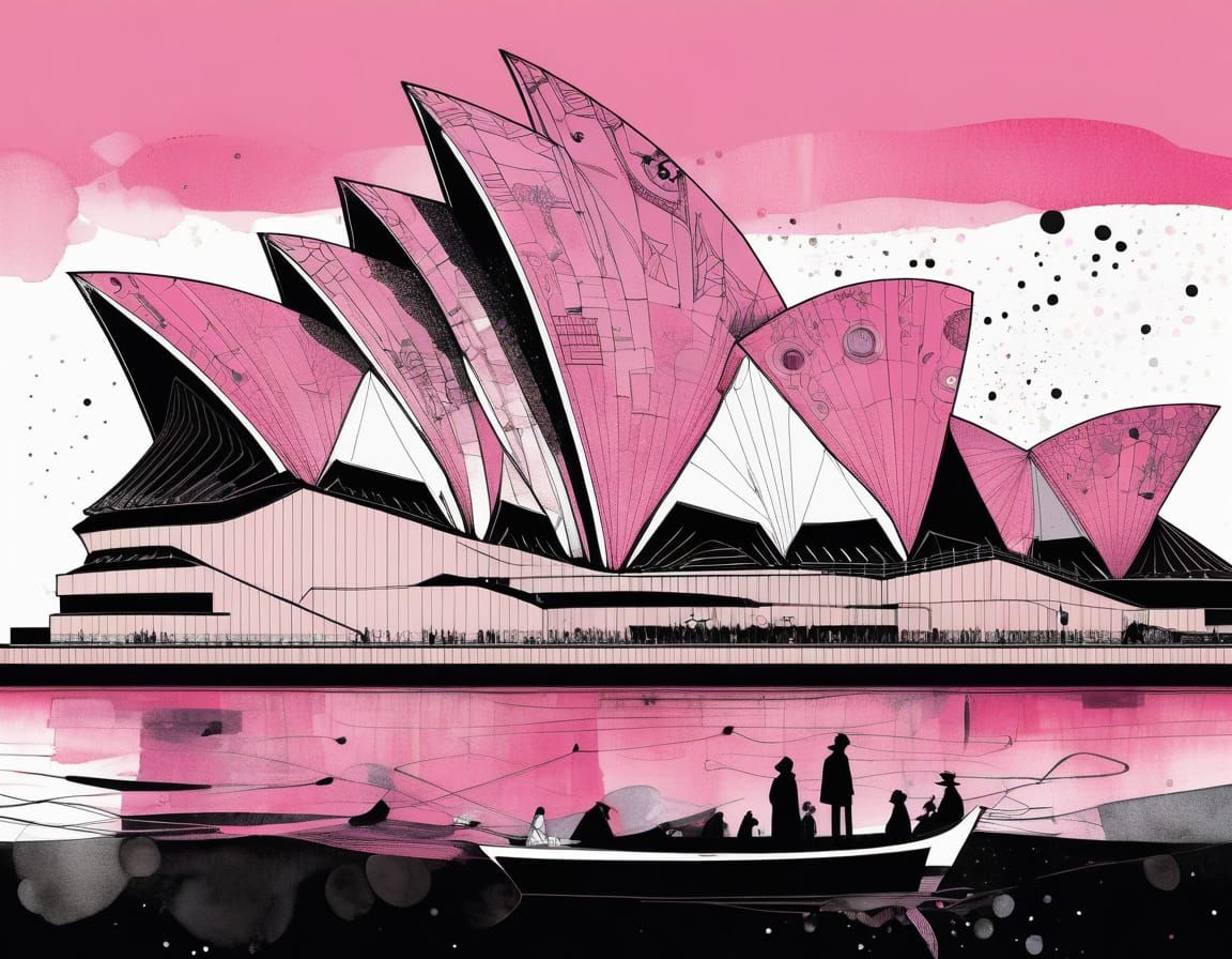 Pink Sydney Opera House Illustration