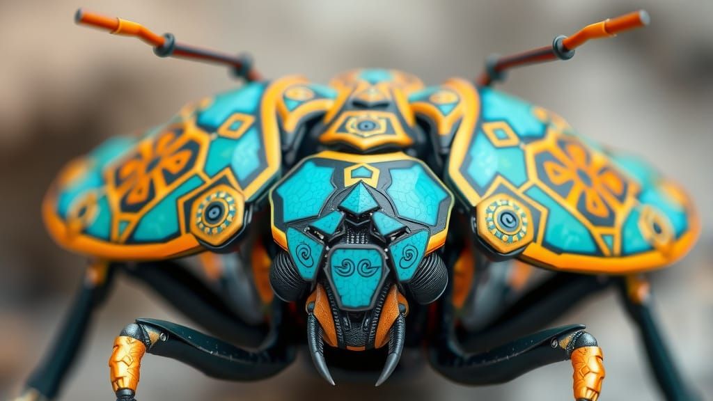 Surreal Cyberpunk Insect with Intricate Mechanisms