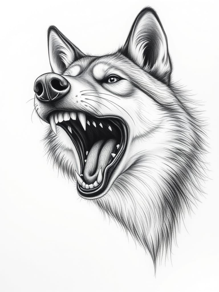 Surreal Wolf Portrait in Charcoal Minimalism
