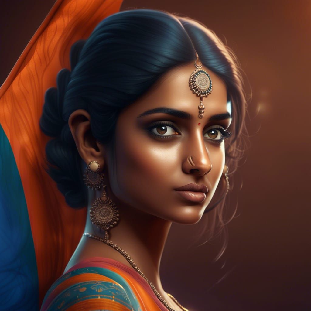 Attractive 3D Animation of Young Indian Woman