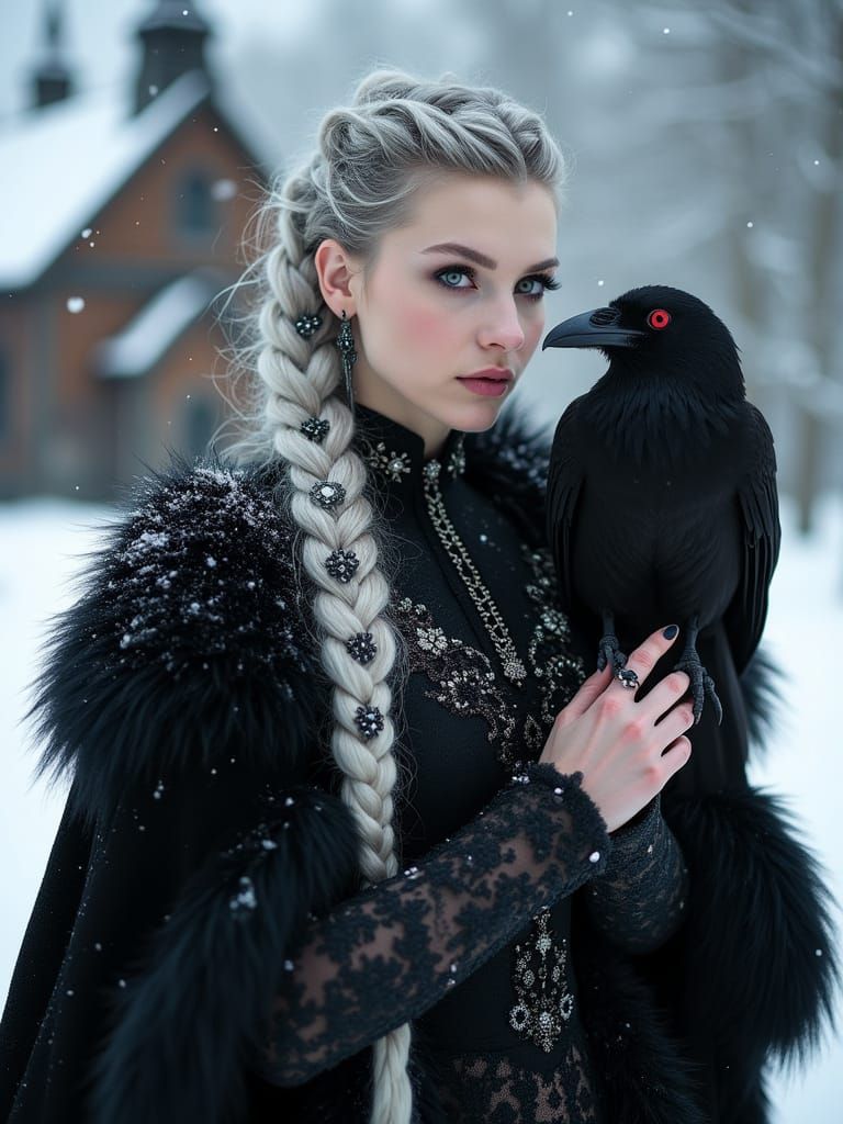 Gothic Empress in Black Baroque Dress