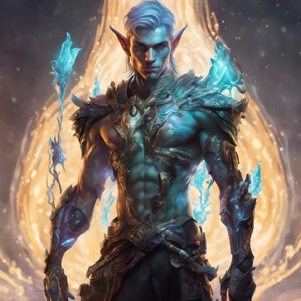Bioluminescent Cyborg Elf: Hyperrealistic Splash Art