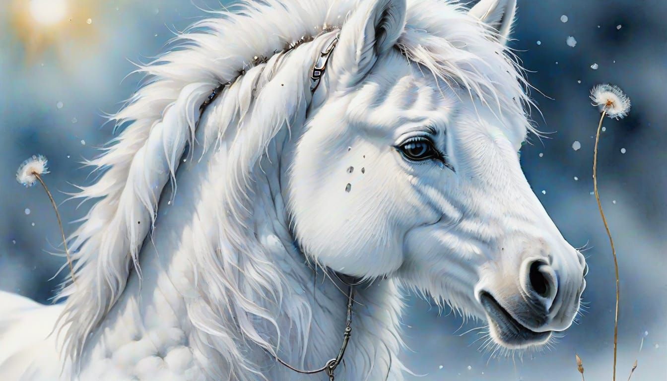 Whimsical Arctic Foal in Vibrant Watercolor Style