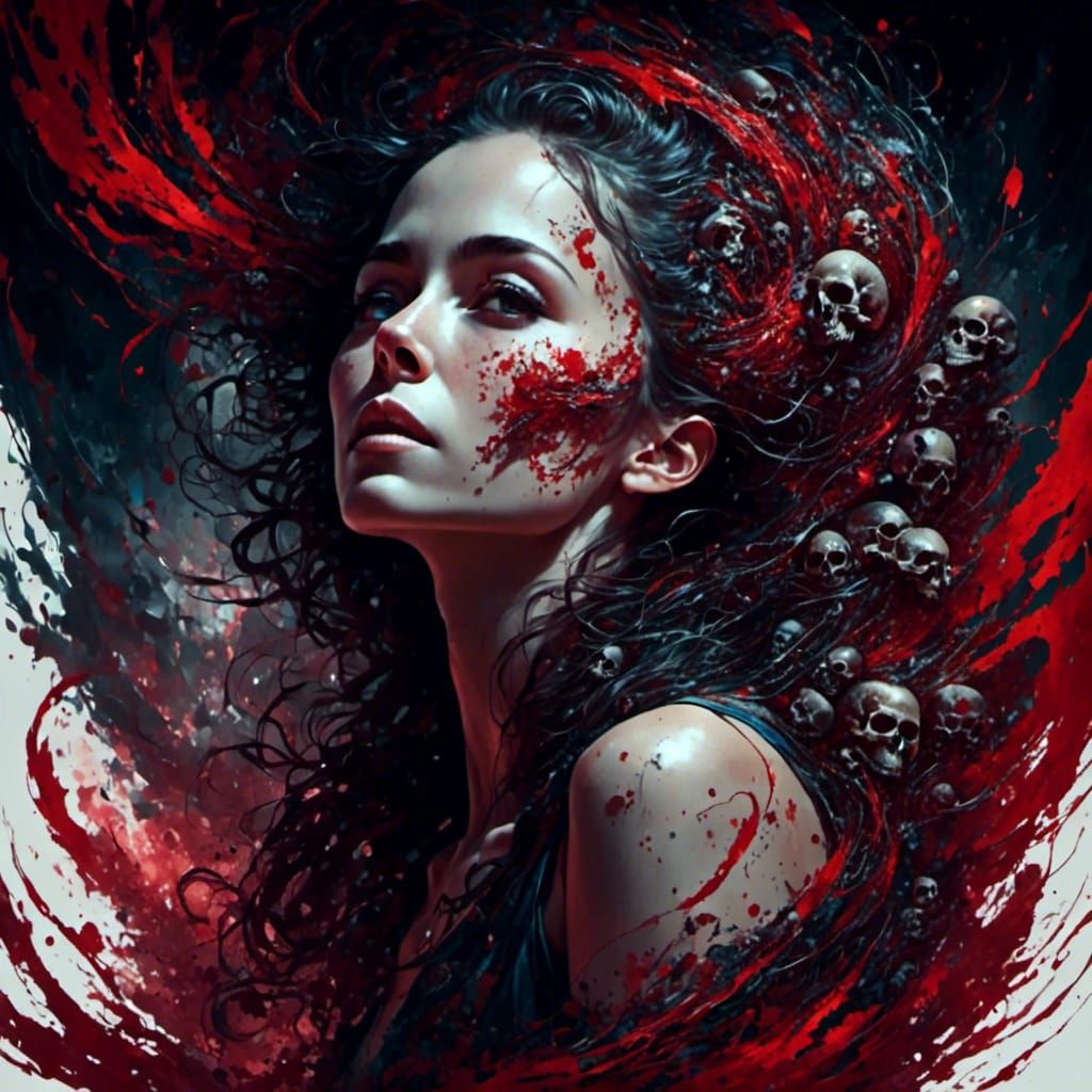 Spiraling Portrait in Digital Watercolor Style