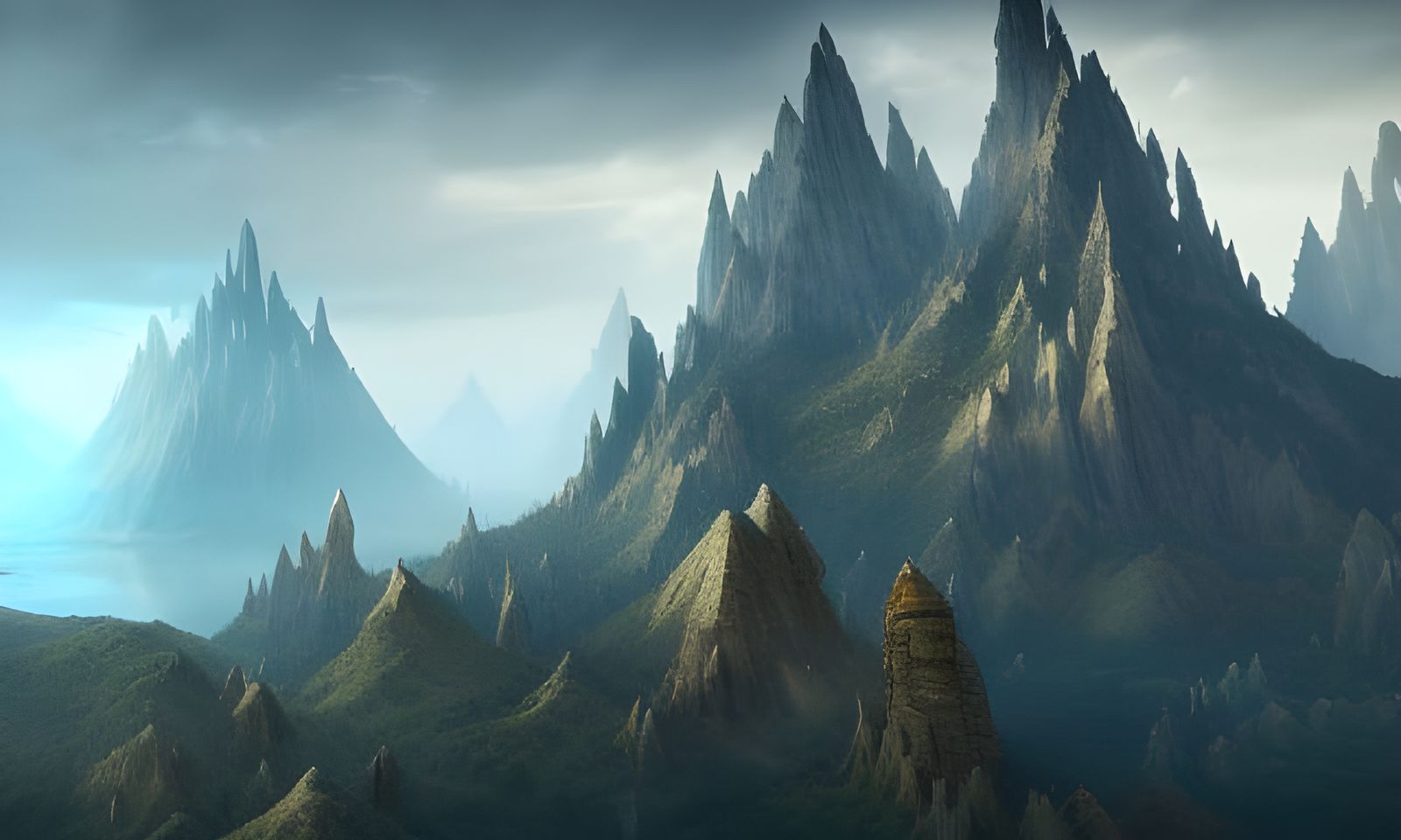 Floating Mountains in Detailed Digital Matte Painting