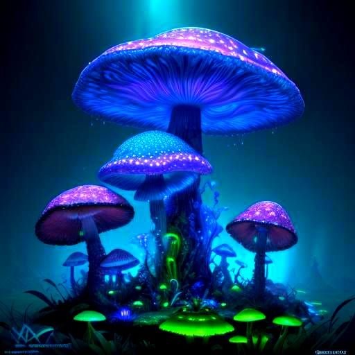 Psychedelic Mad Hatter in Bioluminescent Wonderland