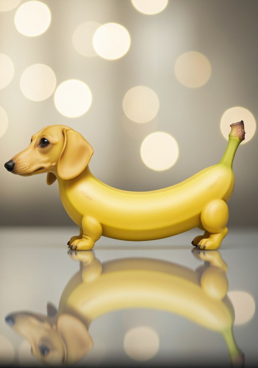 Banana Dachshund Surreal Photo with Bokeh