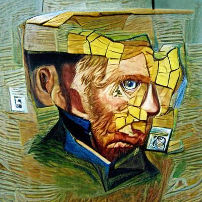 Cubist Self-Portrait in Van Gogh Style