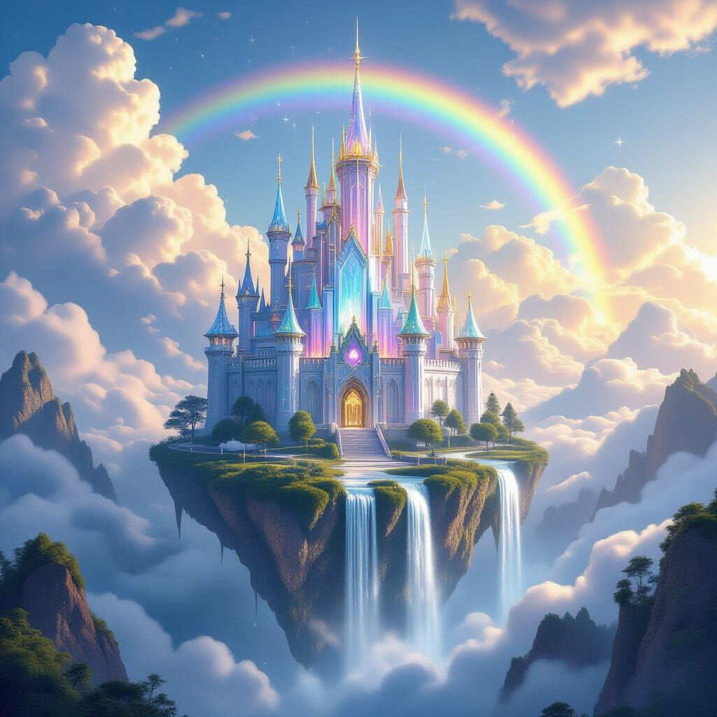 Majestic Crystal Castle on Floating Island