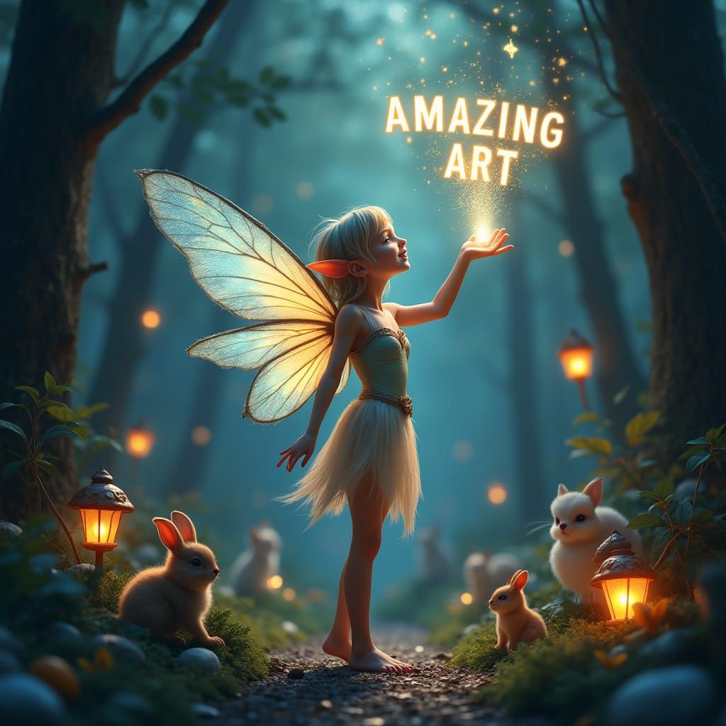 Whimsical Elf FLUX in Enchanted Forest with Magical Creature...