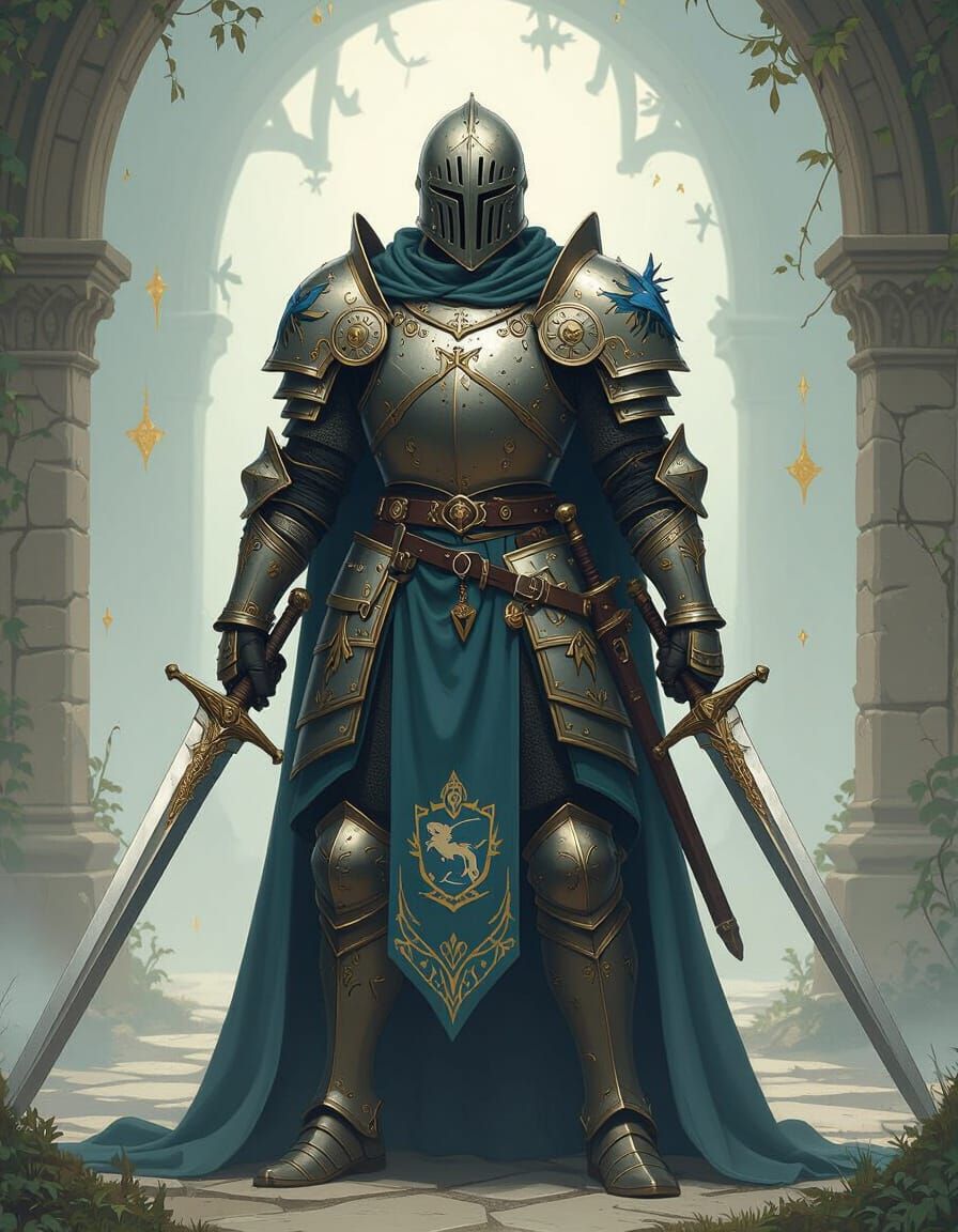 Four-Armed Ravenclaw Knight in Dreamlike Armor