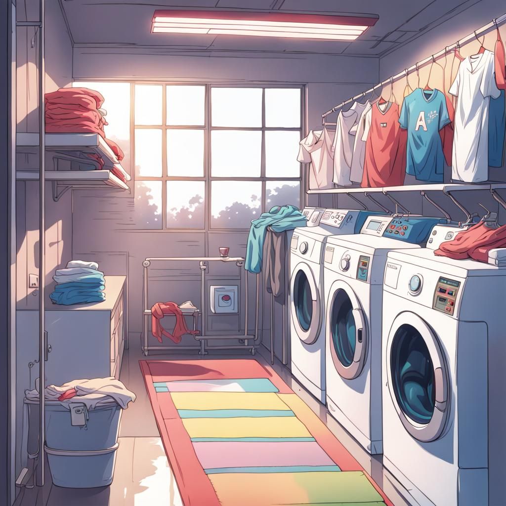 Laundry Room with 80s Anime Style