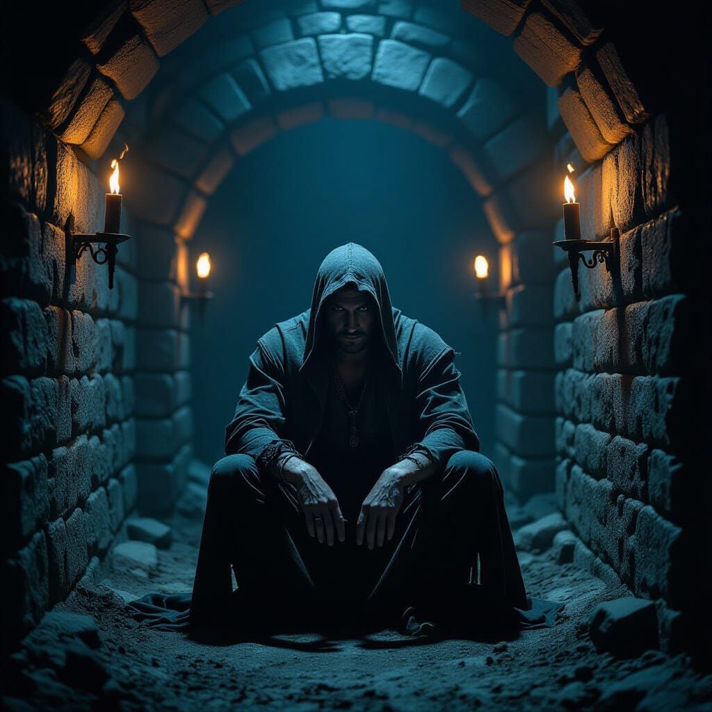 Man Trapped in Dungeon: Giger, Beksiński, Bacon Inspired