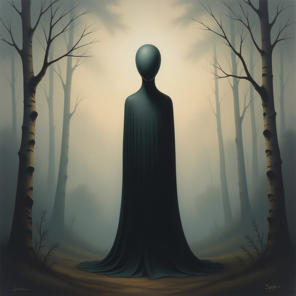 Surreal Invisible Entity in Dreamlike Landscape