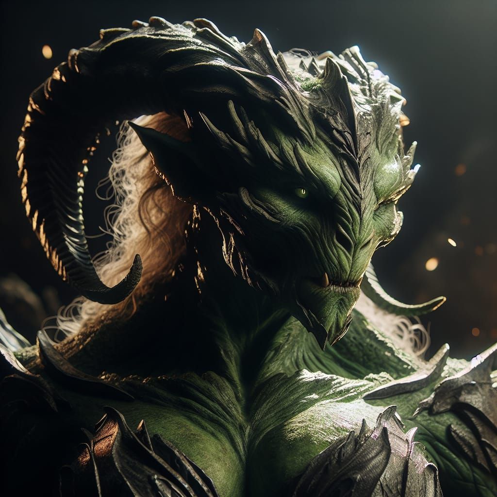 Epic Green-Skinned Orc in Cinematic Fantasy Style