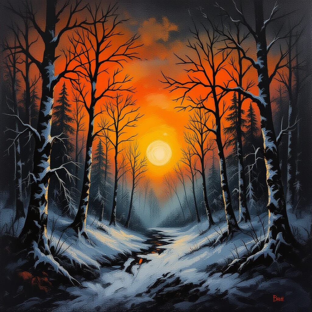 Dark Apocalyptic Jungle in Charcoal Style