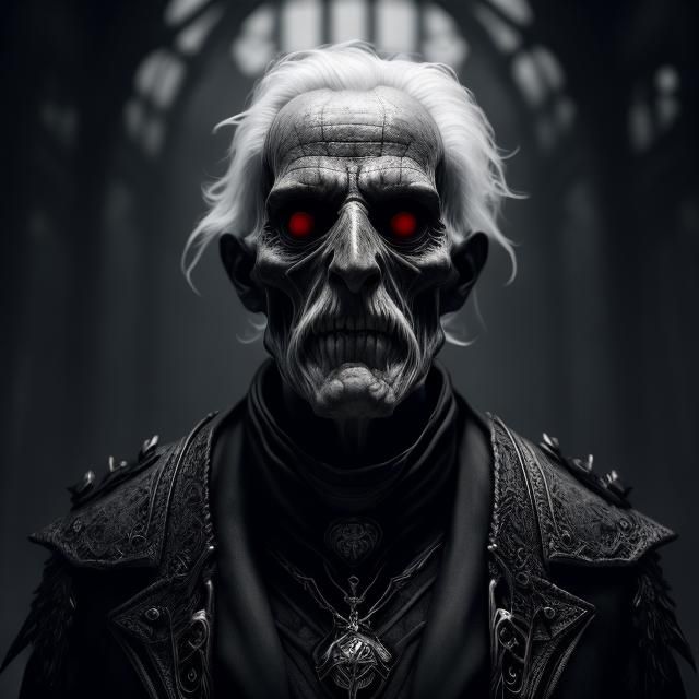 Spooky Doctor with Death Mask in Black and White