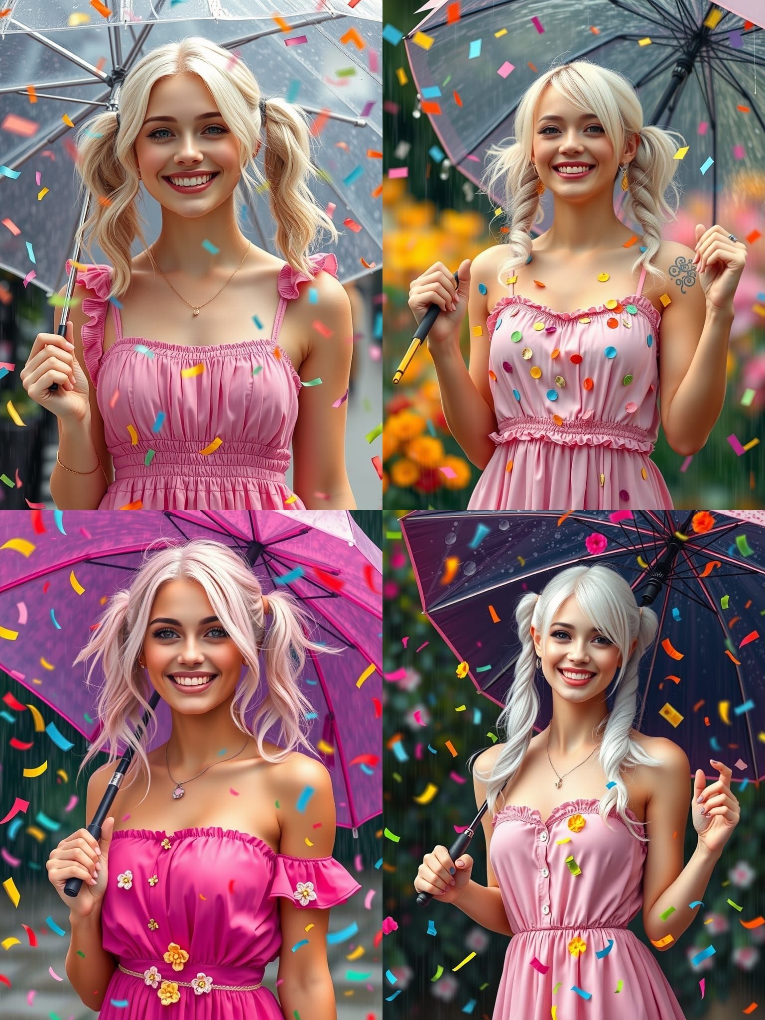 Radiant Woman Spreading Joy in a Confetti Shower