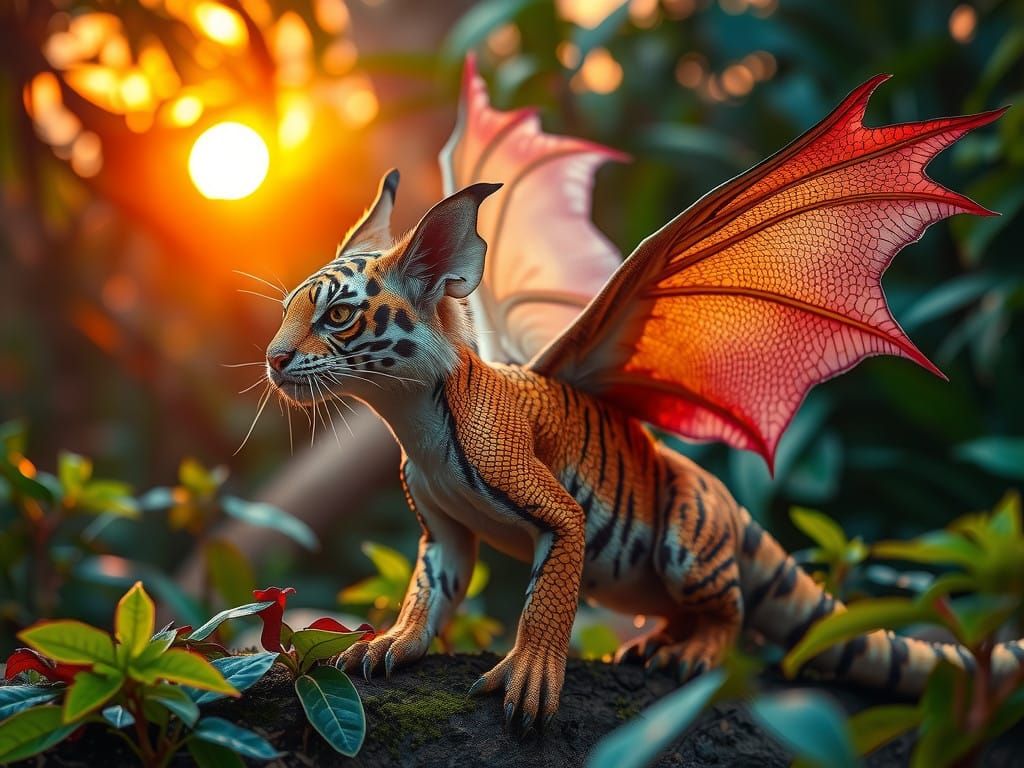 Majestic Fairy Dragon Tiger in Lush Jungle Landscape