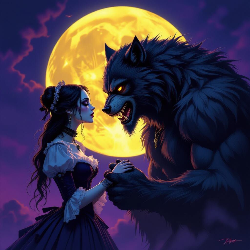 Gothic Romance: Living Death Girl and Werewolf Lover