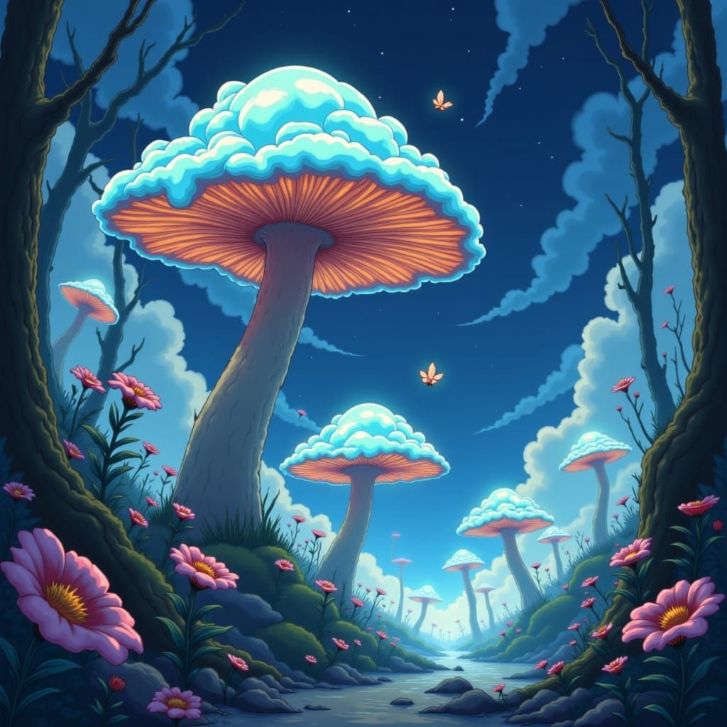 Ethereal Floating Islands with Crystal Mushrooms