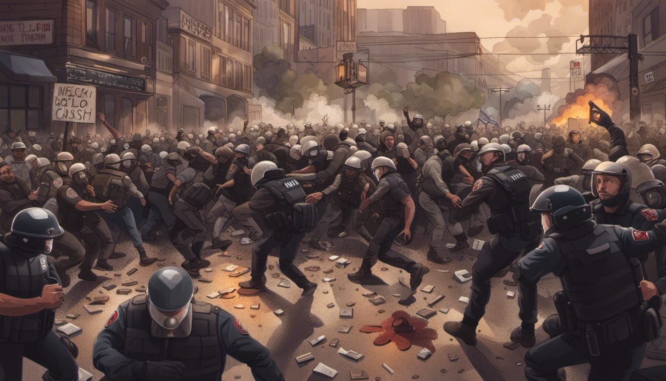 Clash During Georgia Protests in Photorealistic Style