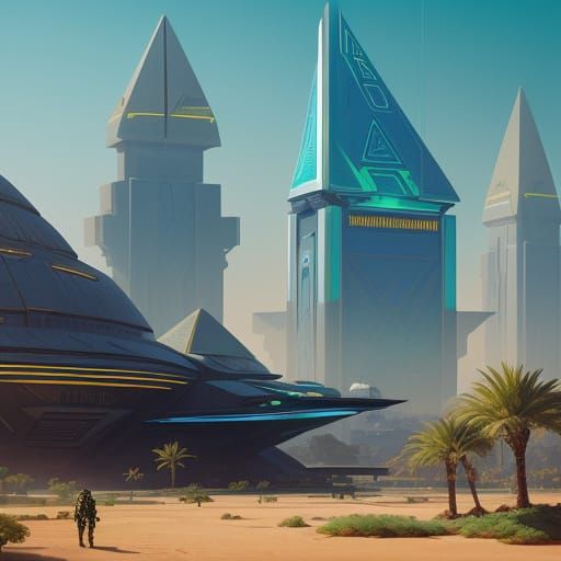 Futuristic Egypt Cityscape in Golden Hour