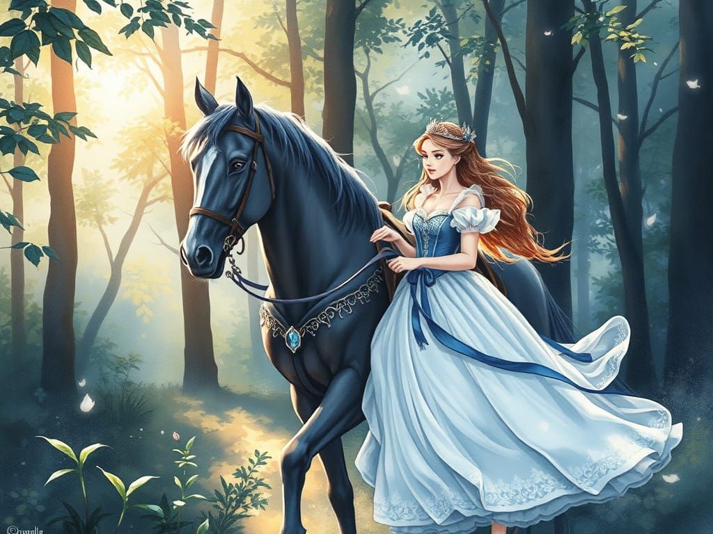 Ethereal Princess Rides Through Fantasy Forest