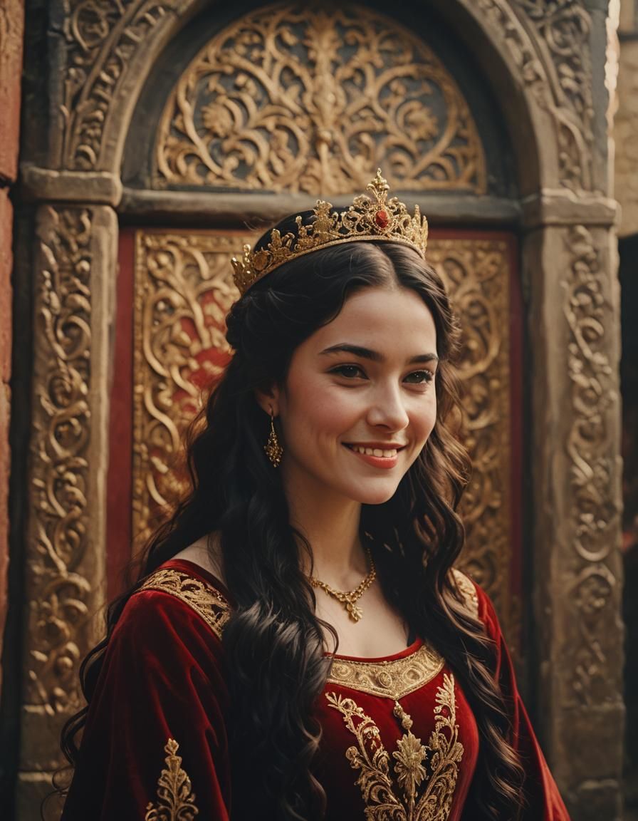 Medieval Queen Portrait in Vermeer Style